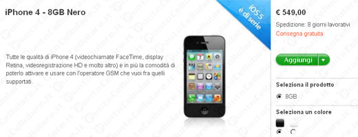 iPhone 4 - annunciata la versione da 8GB, in vendita a 549 euro